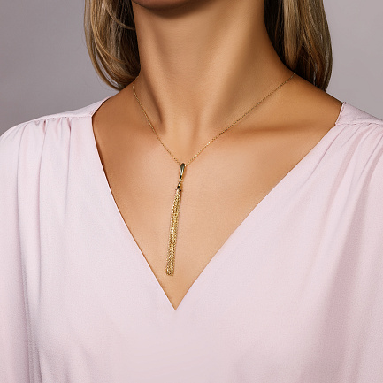 Подвеска из желтого золота, плетение якорное