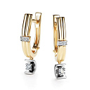 Серьги с английским замком из желтого золота с бриллиантами