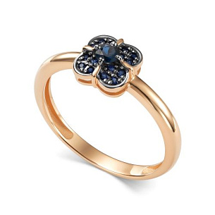 Кольцо из красного золота с сапфиром