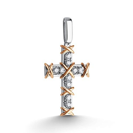 Крест из белого золота с бриллиантами