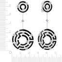 Серьги из белого золота с бриллиантами, эмалью