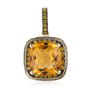 Подвеска из желтого золота с цитрином