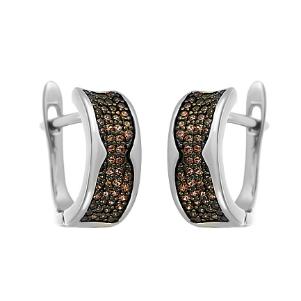 Серьги с английским замком из серебра с фианитами