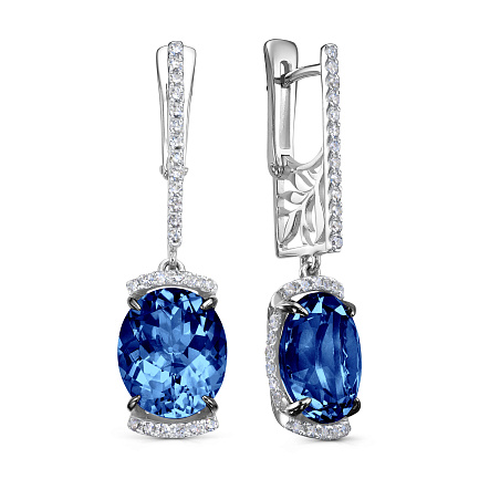 Серьги с английским замком из белого золота с бриллиантами