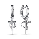 Серьги из серебра с фианитом