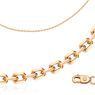 Цепь автомат из красного золота, плетение якорное