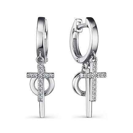 Серьги из серебра с фианитом