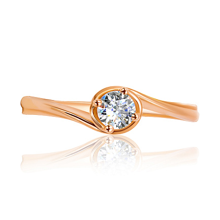 Кольцо помолвочное из красного золота с бриллиантом