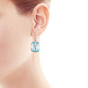 Серьги из белого золота с бриллиантами, топазом