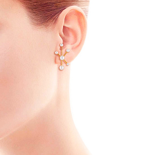 Пусеты из желтого золота с жемчугом