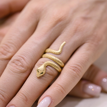 Кольцо из желтого золота с фианитом