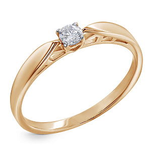 Кольцо помолвочное из красного золота с бриллиантом