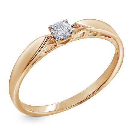 Кольцо помолвочное из красного золота с бриллиантом