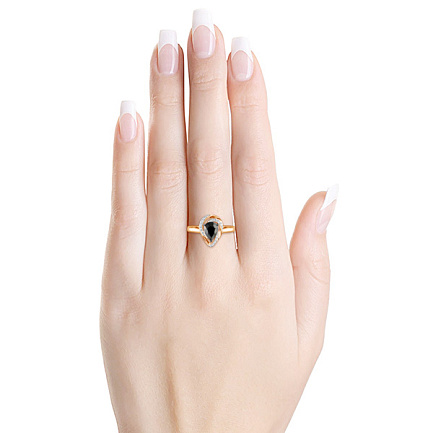 Кольцо из белого золота с бриллиантами, сапфиром