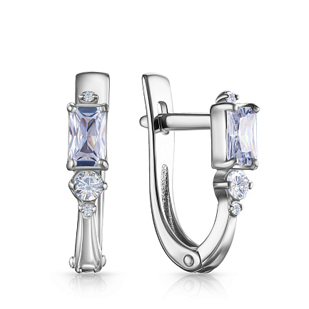 Серьги из серебра с фианитом