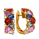 Серьги из желтого золота с бриллиантами, сапфирами