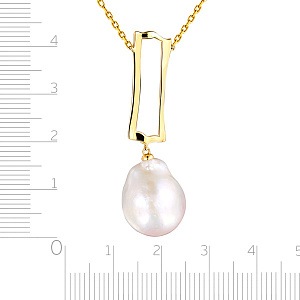 Колье из желтого золота с жемчугом, плетение якорное