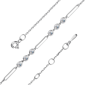 Браслет декоративный из серебра с фианитом