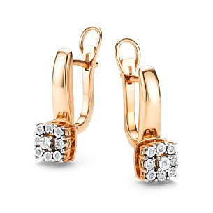 Серьги из красного золота с бриллиантом