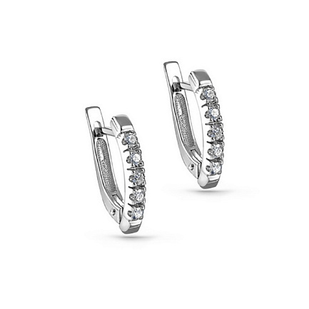 Серьги с английским замком из белого золота с бриллиантами