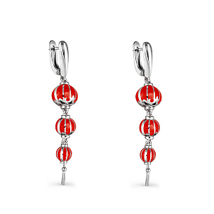 Серьги с английским замком из серебра с эмалью