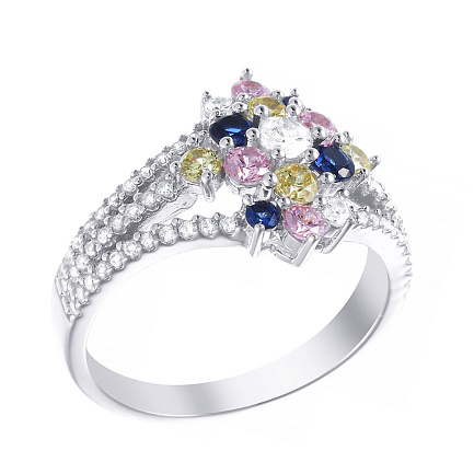 Кольцо из серебра с фианитом