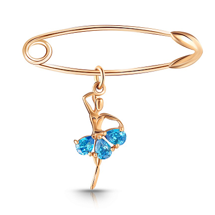 Булавка детская из красного золота с фианитом