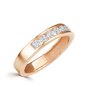 Кольцо из красного золота с бриллиантом