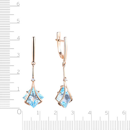 Серьги с английским замком из красного золота с топазом