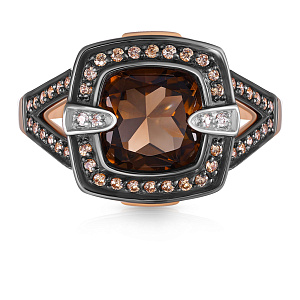 Кольцо из красного золота с раухтопазом