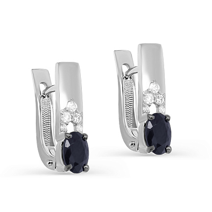 Серьги с английским замком из белого золота с бриллиантами