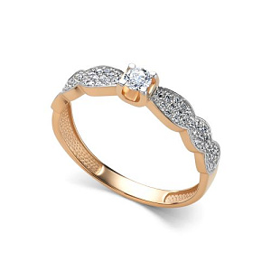 Кольцо из красного золота с бриллиантами