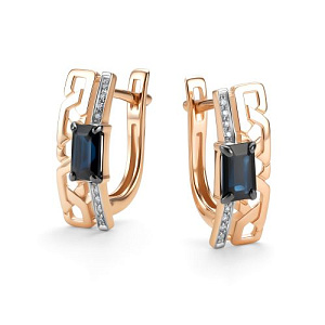 Серьги с английским замком из красного золота с бриллиантами