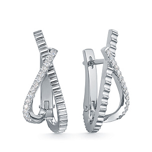 Серьги из белого золота с бриллиантом