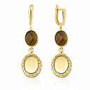 Серьги из желтого золота с кварцем