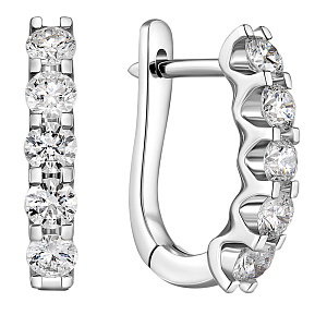 Серьги с английским замком из белого золота с бриллиантами