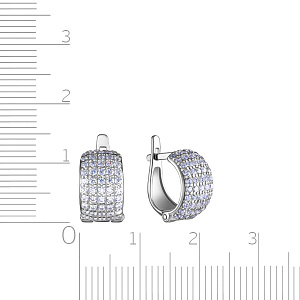 Серьги с английским замком из серебра с фианитом