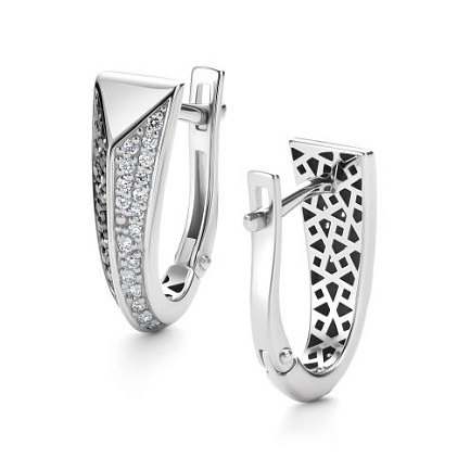 Серьги с английским замком из белого золота с бриллиантами