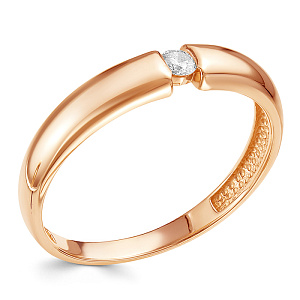 Кольцо из красного золота с бриллиантом