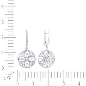 Серьги с английским замком из белого золота с бриллиантами