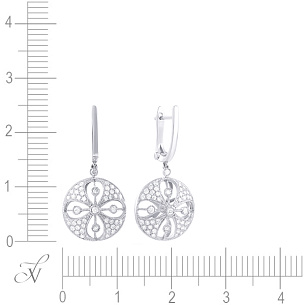 Серьги с английским замком из белого золота с бриллиантами