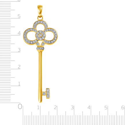 Подвеска "Ключ" из желтого золота с бриллиантами