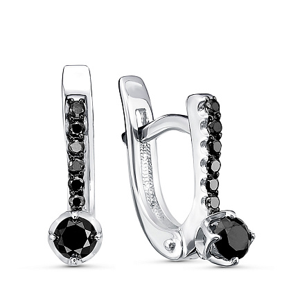 Серьги с английским замком из белого золота с бриллиантами