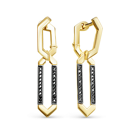 Серьги с английским замком из желтого золота с бриллиантами