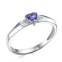 Кольцо из белого золота с бриллиантами, танзанитом