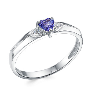 Кольцо из белого золота с танзанитом и бриллиантами
