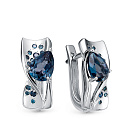 Серьги из белого золота с бриллиантами, топазами