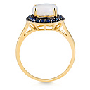 Кольцо из желтого золота с опалом, сапфирами