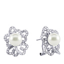 Серьги из белого золота с бриллиантами, жемчугом