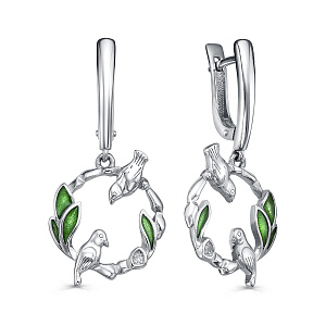 Серьги с английским замком из серебра с фианитами